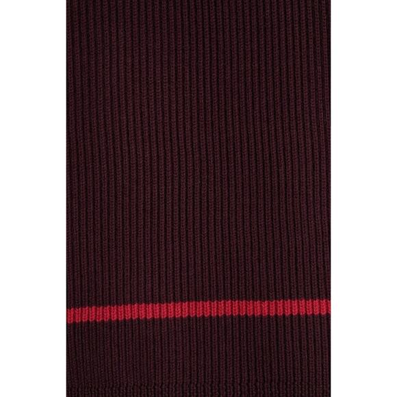 Theory NEW Originally $195 Wendel Ribbed Merino Wool Stripe Trim Scarf Burgundy - Picture 3 of 6